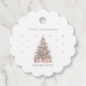 Modern Blush Christmas Tree – Personalized Holiday Geschenkanhänger (Vorderseite)
