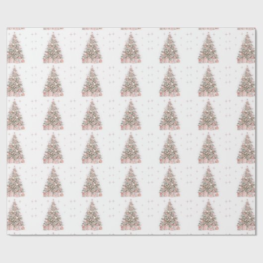 Modern Blush Christmas Tree – Personalized Holiday Geschenkpapier (Flach)