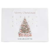 Modern Blush Christmas Tree Personalized Holiday  Große Geschenktüte (Vorderseite)