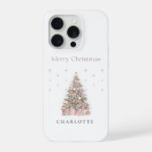 Modern Blush Christmas Tree Personalized Holiday  iPhone Hülle (Rückseite)