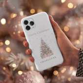 Modern Blush Christmas Tree Personalized Holiday  iPhone Hülle