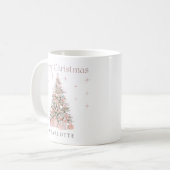 Modern Blush Christmas Tree – Personalized Holiday Kaffeetasse (Vorderseite Links)