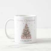 Modern Blush Christmas Tree – Personalized Holiday Kaffeetasse (Links)