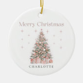 Modern Blush Christmas Tree – Personalized Holiday Keramik Ornament (Vorne)