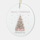 Modern Blush Christmas Tree – Personalized Holiday Keramik Ornament (Links)
