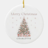 Modern Blush Christmas Tree – Personalized Holiday Keramik Ornament (Hinten)