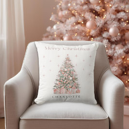 Modern Blush Christmas Tree – Personalized Holiday Kissen