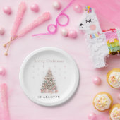 Modern Blush Christmas Tree Personalized Holiday Pappteller (Party)