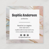 Modern Blush & Cream Marble Square Business Card Quadratische Visitenkarte (Rückseite)