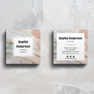 Modern Blush & Cream Marble Square Business Card Quadratische Visitenkarte
