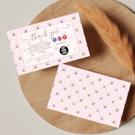 Modern Blush Crown Design Dankeskarte