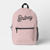 Modern Blush Dusty Pink Monogram und Name Bedruckter Rucksack (Vorderseite)