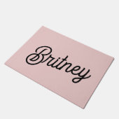 Modern Blush Dusty Pink Monogram und Name Fußmatte (Schrägansicht)