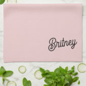 Modern Blush Dusty Pink Monogram und Name Geschirrtuch (Gefaltet)