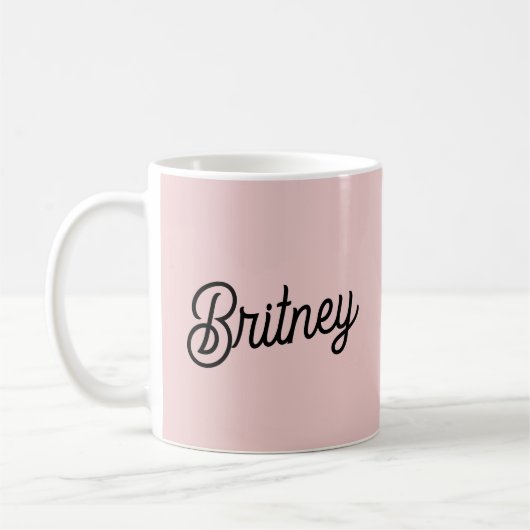 Modern Blush Dusty Pink Monogram und Name Kaffeetasse (Links)