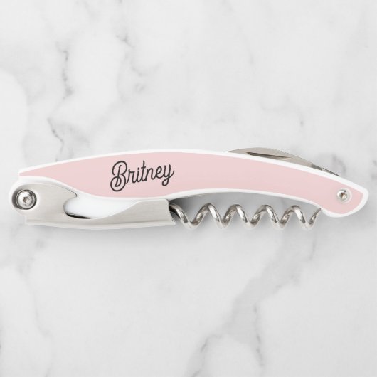Modern Blush Dusty Pink Monogram und Name Kellnermesser (Vorderseite)