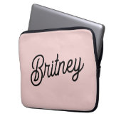 Modern Blush Dusty Pink Monogram und Name Laptopschutzhülle (Vorderseite Links)