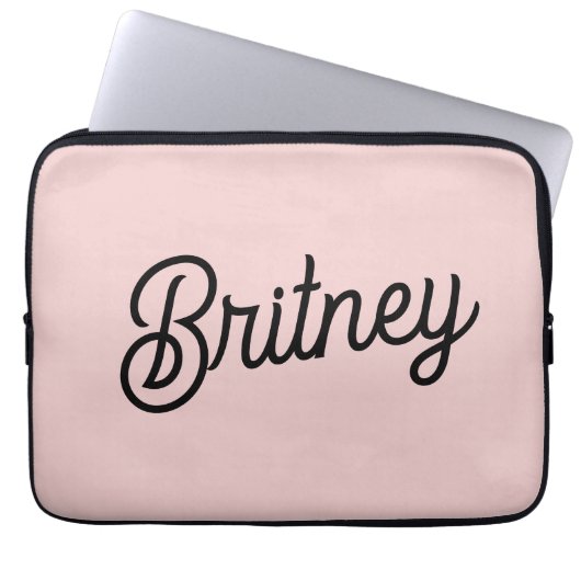 Modern Blush Dusty Pink Monogram und Name Laptopschutzhülle (Vorderseite)