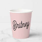 Modern Blush Dusty Pink Monogram und Name Pappbecher (Vorderseite)