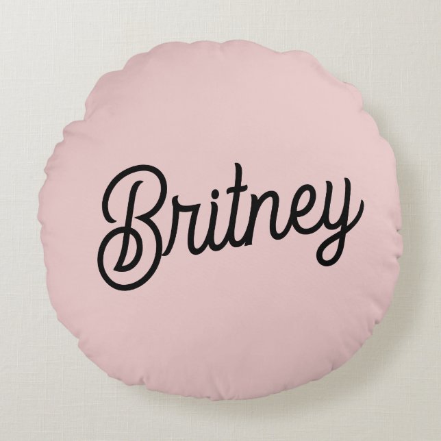 Modern Blush Dusty Pink Monogram und Name Rundes Kissen (Vorderseite)