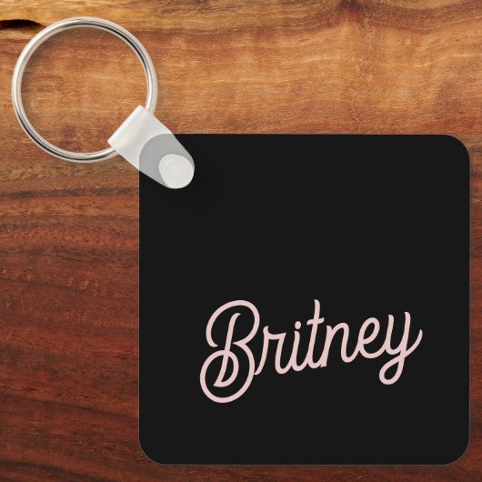 Modern Blush Dusty Pink Monogram und Name Schlüsselanhänger (Vorderseite)