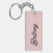 Modern Blush Dusty Pink Monogram und Name Schlüsselanhänger (Vorderseite links)