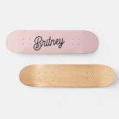 Modern Blush Dusty Pink Monogram und Name Skateboard (Horizontal)