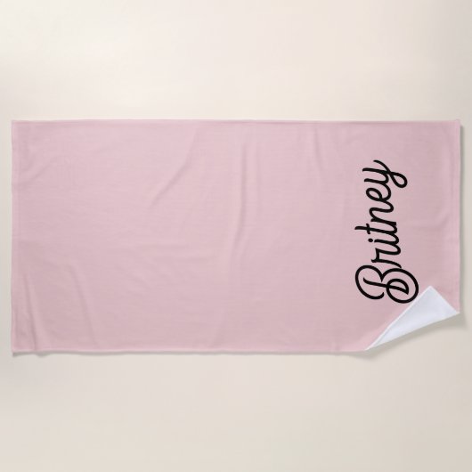 Modern Blush Dusty Pink Monogram und Name Strandtuch (Vorderseite)