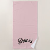 Modern Blush Dusty Pink Monogram und Name Strandtuch (Vorderseite)