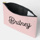 Modern Blush Dusty Pink Monogram und Name Zubehörtasche (Offen)