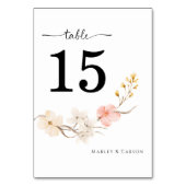 Modern Blush Floral Elegant Spring Wedding Tischnummer (Rückseite)