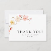 Modern Blush Floral Minimalist Garden Wedding Dankeskarte (Vorderseite)