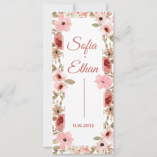 Modern Blush Floral Wedding Ceremony Program Einladung (Vorderseite)