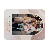 Modern Blush Glitzer Formen Frohe Weihnachten Foto Magnet (Horizontal)