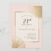 Modern Blush Gold 21. Geburtstagssukkulente Einladung (Vorne/Hinten)