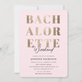 Modern Blush & Gold Bachelorette Wochenende Einladung (Vorderseite)