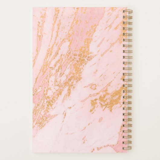 Modern Blush Gold Marmormuster Mädchenname Planer (Rückseite)