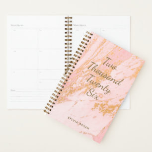 Modern Blush Gold Marmormuster Mädchenname Planer