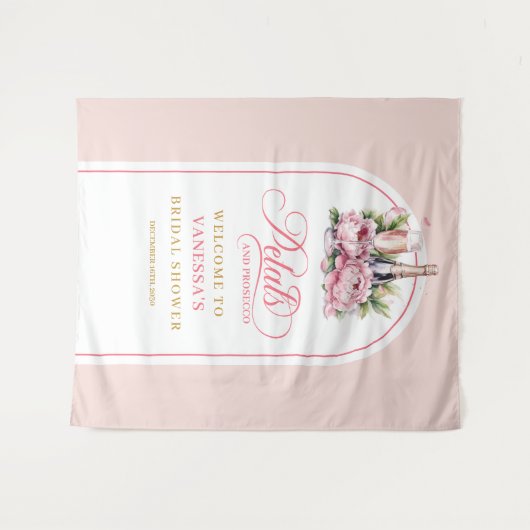 Modern blush gold petals and prosecco event wall wandteppich (Vorderseite (Horizontal))