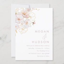 Modern Blush & Gold Wildflower Wedding Einladung