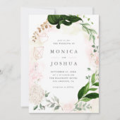 Modern Blush & Green Botanical Greenerie Hochzeit Einladung (Vorderseite)