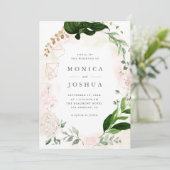 Modern Blush & Green Botanical Greenerie Hochzeit Einladung (Stehend Vorderseite)