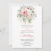 Modern Blush Greenery Gold Wedding Invite Einladung (Vorderseite)
