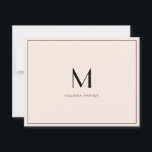 Modern Blush Minimalist monogram flat Dankeskarte<br><div class="desc">Simple and Modern very pale blush and black monogrammed thank you card.</div>