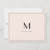 Modern Blush Minimalist monogram flat Dankeskarte (Vorderseite)