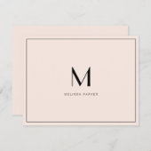 Modern Blush Minimalist monogram flat Dankeskarte (Vorne/Hinten)
