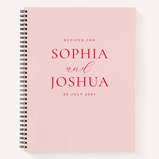 Modern Blush Monogram Brautparty Couples Rezept Notizblock (Vorderseite)