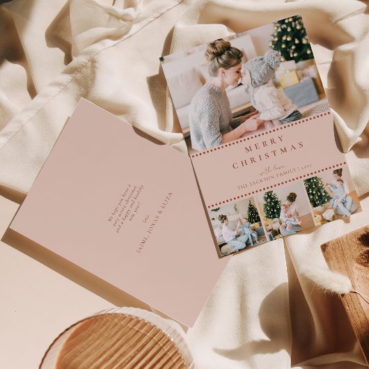 Modern Blush Multi Photo Christmas Feiertagskarte