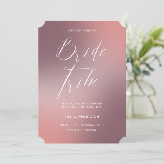 Modern Blush Ombré Gradient Bachelorette Wochenend Einladung (Stehend Vorderseite)