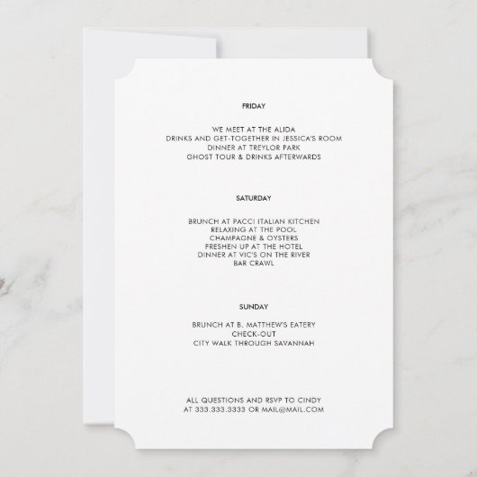 Modern Blush Ombré Gradient Bachelorette Wochenend Einladung (Rückseite)